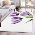 thumbnail image 3 of Purple Tulip Area&nbsp;Rug 4x6ft Flower Farmhouse Non-Slip&nbsp;Washable Square&nbsp;Rugs Soft Felt Indoor Floor Mat for Bedroom Kitchen Living Room Bathroom, 3 of 9