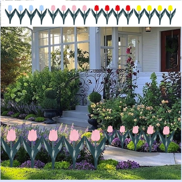 Valla De Plástico piezas de vallas de jardín de plástico azul para césped,macizos de flores,tulipanes,plantas,bordes y decoración de exteriores. Rkxzt