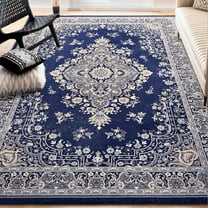 Junovo Soft Vintage Rug Print Boho Rugs Area Rug for Living Room,4'x6'Blue