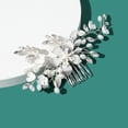 thumbnail image 2 of Namzi Bridal Flower Wedding Hair Pins Crystal Pearl Hair Combs Clips Headpiece Gold Wedding Hair Accessories Jewelry with Rhinestone for Brides Bridesmaids Women Girls (Silvery A), 2 of 4