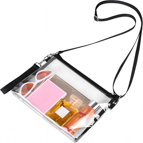 GASTROPOD Clear Purse,Clear Crossbody Handbag with Detachable Strap,Clear Bag for Stadium Use Events Sports Concert Work and Festivals - Black