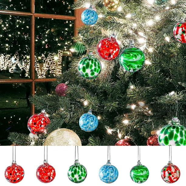 Adornos de Navidad de Vidrio Solado a Mano - Bolas decorativas de 2,4 pulgadas para decoración de árbol de Navidad, hogar, ventana, jardín y patio