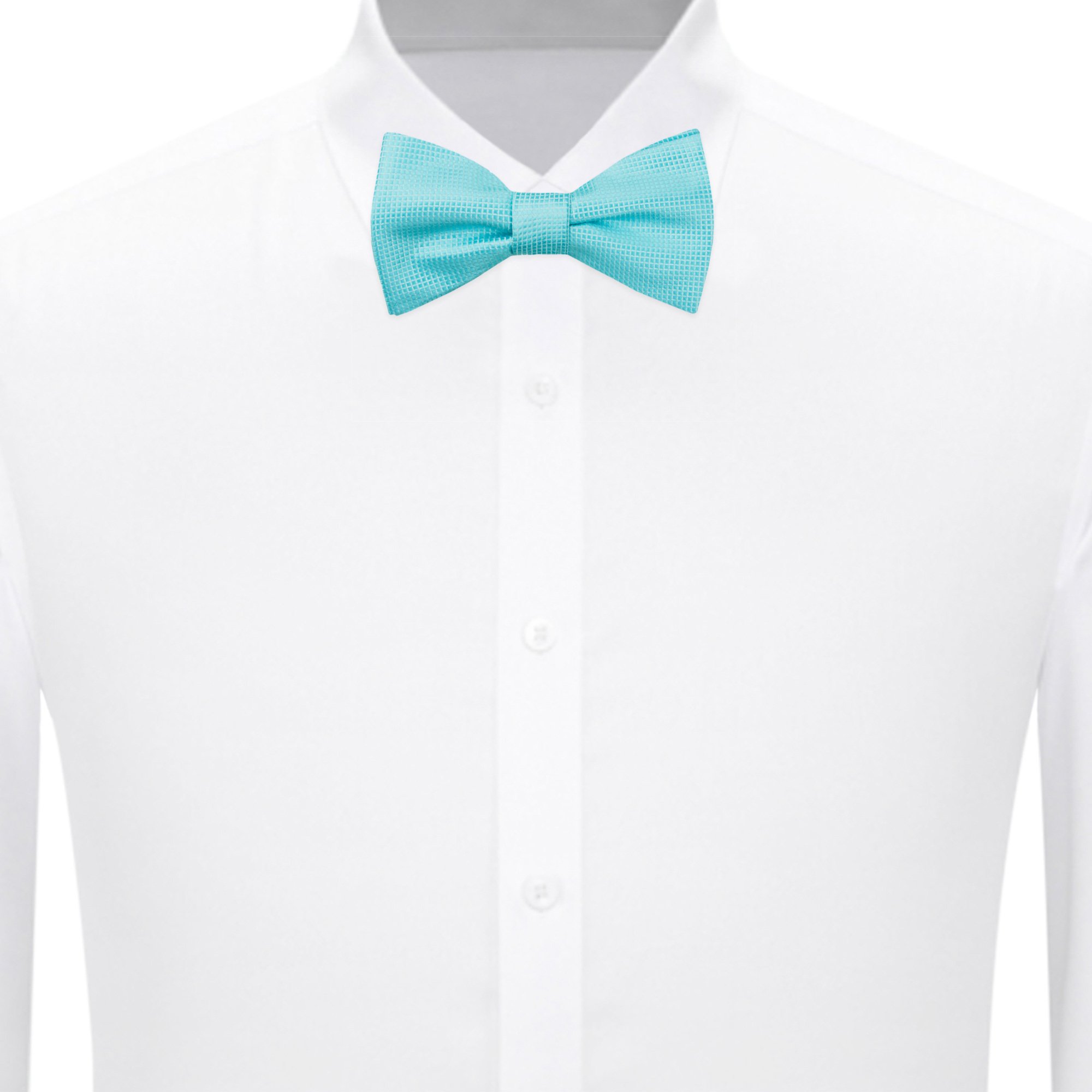 4 Piece Set: Jacob Alexander Men and Young Boys' Woven Subtle Mini Squares Self-Tie Bow Tie Adjustable Pre-Tied Banded Bow Tie and Pocket Squares - Light Turquoise - image 5 of 7