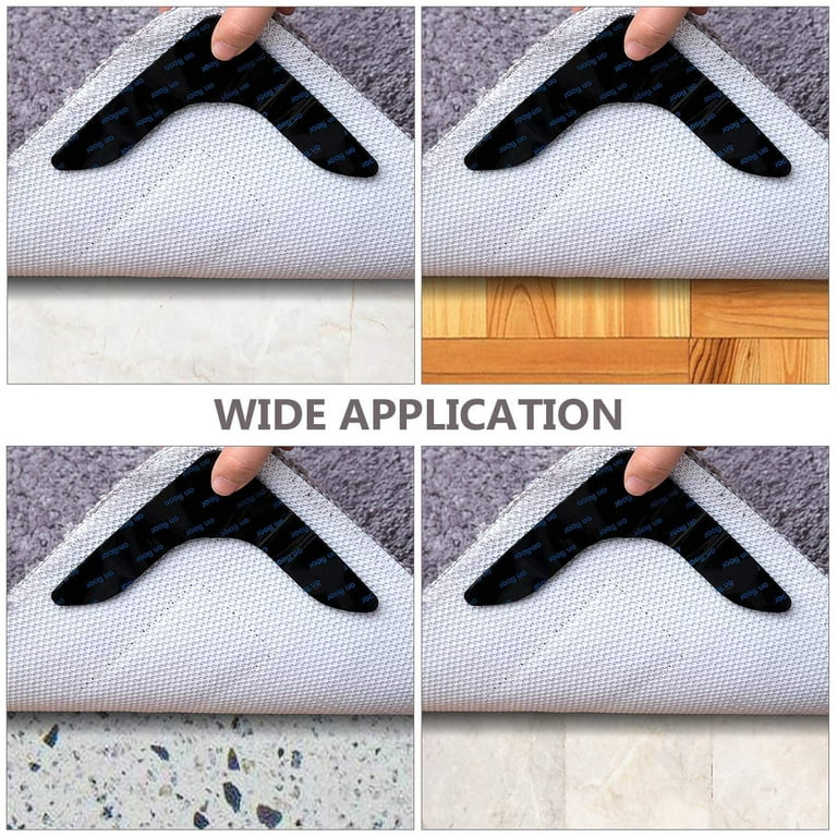 Croc Grip Mat and Rug Gripper, 4 Self-Adhesive, Anti-Curl, Non-Slip  Stickers for Area Rugs and Runners, Washable, Reusable for Hardwood, Luxury  Vinyl
