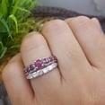 thumbnail image 5 of Dazzlingrock Collection 18K Princess & Round White Diamond And Ruby Ladies Bridal Engagement Ring Set, White Gold, Size 5, 5 of 5