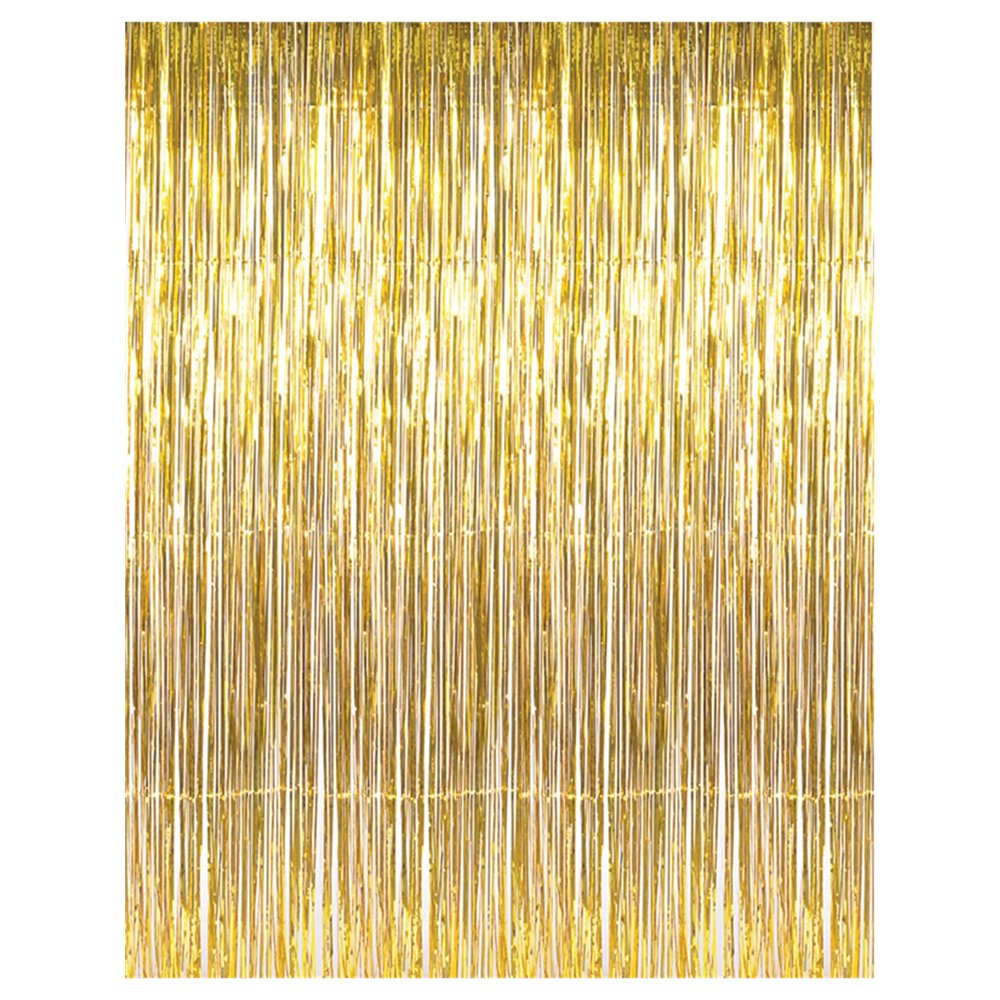 Rhode Island Novelty 3' x 8' Gold Tinsel Foil Fringe Door Window Curtain Party Decoration