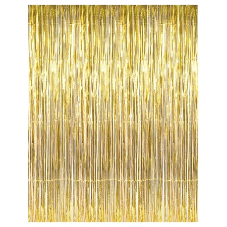 3' x 8' Gold Tinsel Foil Fringe Door Window Curtain Party Decoration