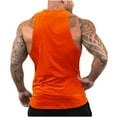 thumbnail image 3 of Sakmal Mens Big and Tall Tank Tops Orange Crew Neck Orange Gym Workout Camisole Solid Mens Sleeveless Tee Shirts, 3 of 4