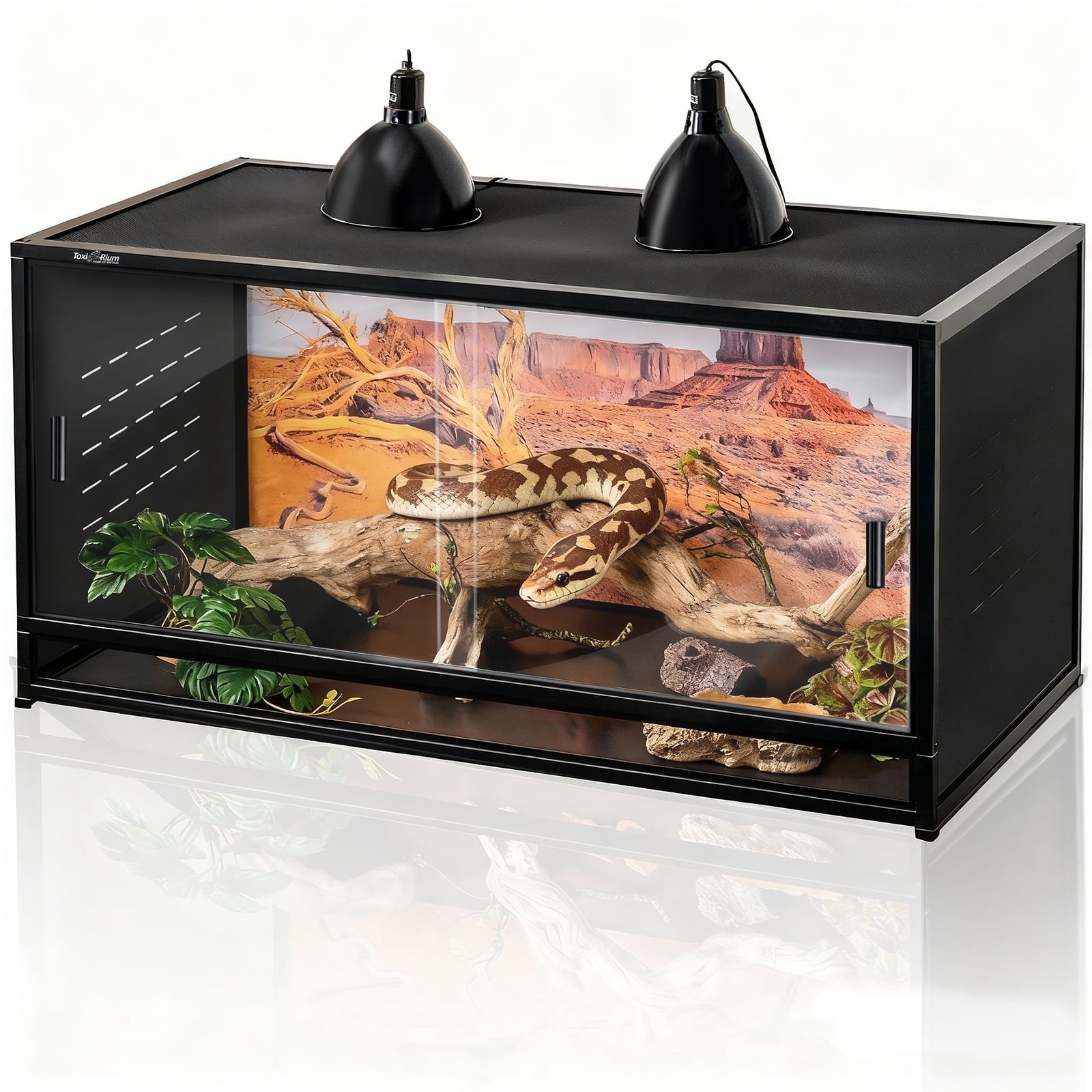 Toxirium 48x24x24inch 120 Gallon PVC Reptile Enclosure, Stackable Large Terrarium Habitat with Sliding Door Lock for Bearded Dragons, Lizards, Snakes