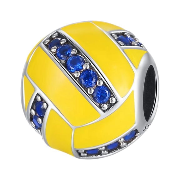 ROSIANNA 925 Sterling Silver Charm for Bracelets Enamel Volleyball Bead Charms Women Bracelet Charm
