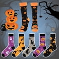 thumbnail image 6 of COOPLUS Halloween Socks for Women Pumpkins Ghosts Print Funny Crew Socks 5 Pairs, 6 of 9
