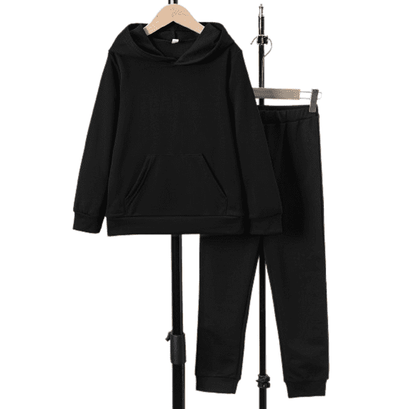 Mikrdoo 8 Years Big Boys Outfits 8Y,9Y,10Y,11-12Y,13-14Y Boys Solid Color Long Sleeve Pocket Pullover Sweater Hoodies Elastic Pants 2Pcs Clothes Set For Autumn Winter