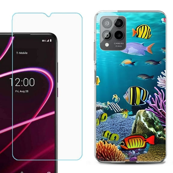 OneToughShield ® for T-Mobile Revvl 6x Pro 5G Shockproof Fashion Phone Case, with Tempered Glass Screen Protector - Underwater