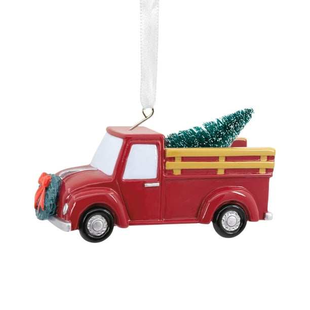Hallmark Red Pickup Truck With Tree Christmas Ornament