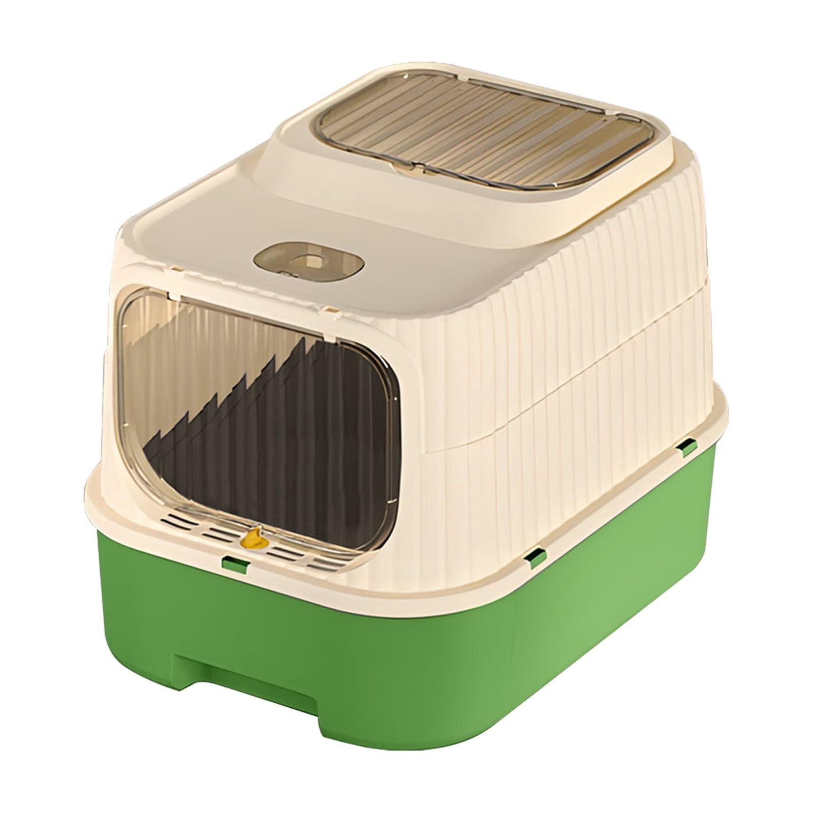 Green Fully Enclosed Cat Litter Box, Drawer Type Odor-Locking Litter Pan with Anti-Splash Design, Easy Clean Removable Cat Litter Tray for Cats of All Sizes, Multi-Cat Household