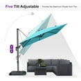 thumbnail image 5 of PURPLE LEAF 8 Feet Square Cantilever Umbrella Patio Umbrella with Base Outdoor Umbrella Aluminum Offset with 360-degree Rotation for Garden Deck Pool Patio, Turquoise Blue, 5 of 14