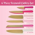 thumbnail image 3 of Paris Hilton 6 Piece Cutlery Set, Stainless Steel Blades, Jewel-Shaped Handles, Multicolor Pink, 3 of 7