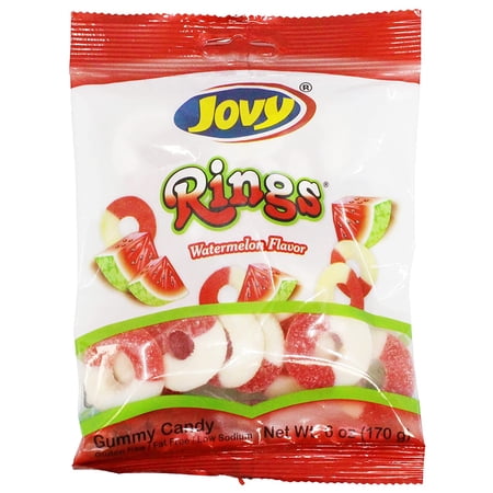 Jovy Watermelon Gummy Rings Mexican Candy (1 x 6 oz. Bag)