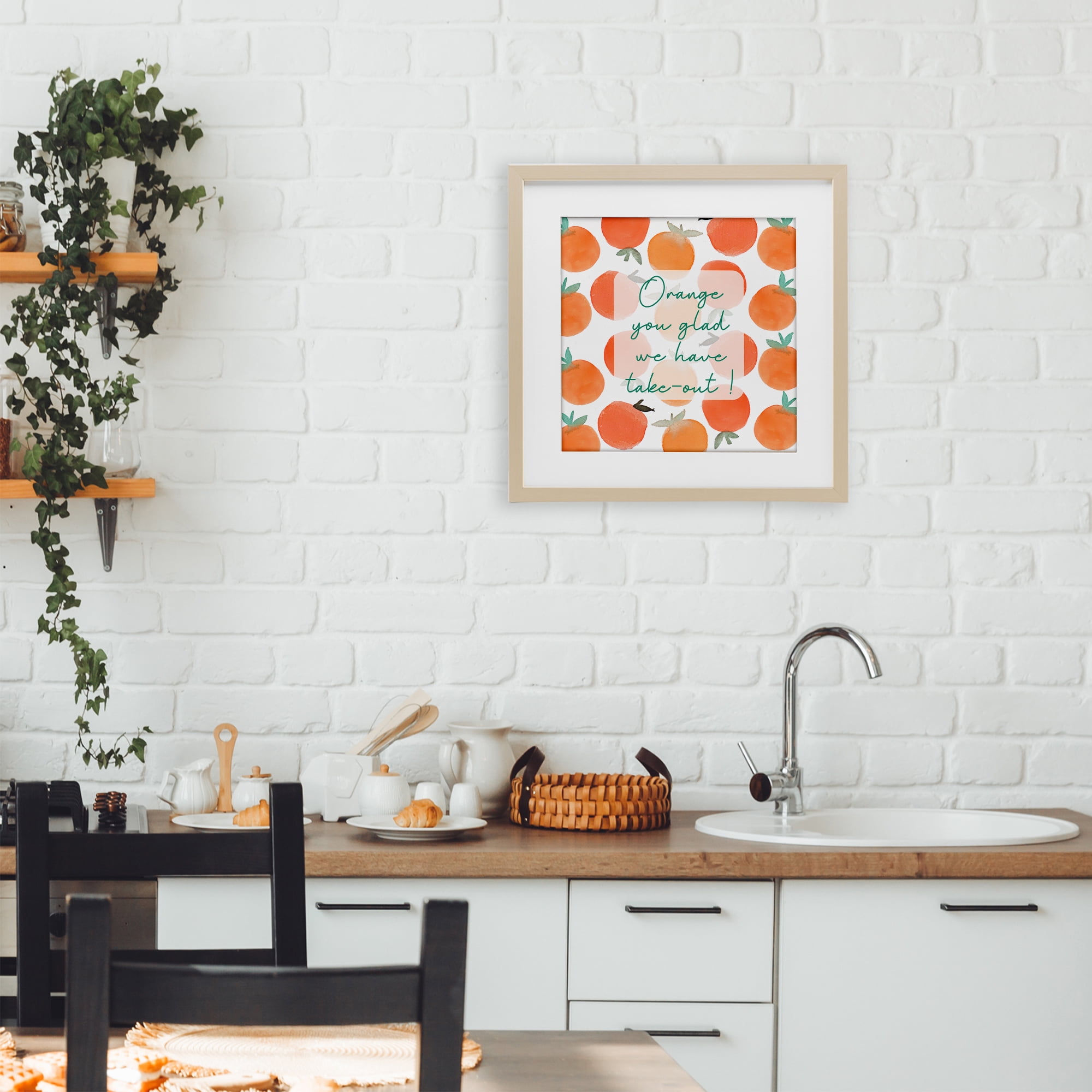 Stupell Industries Orange You Glad Birch Framed Print Under Glass, design by Emily Navas