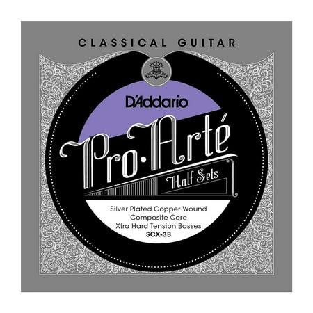 Composite Core - D'Addario SCX-3B Pro-Arte Silver Plated Copper on Composite Core Classical Guitar Half Set, Extra Hard Tension