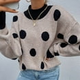 thumbnail image 4 of Chandail Tricoté à Pois Col Rond pour Femmes Mode Chandail Tricoté Haut Blouse, 4 of 5