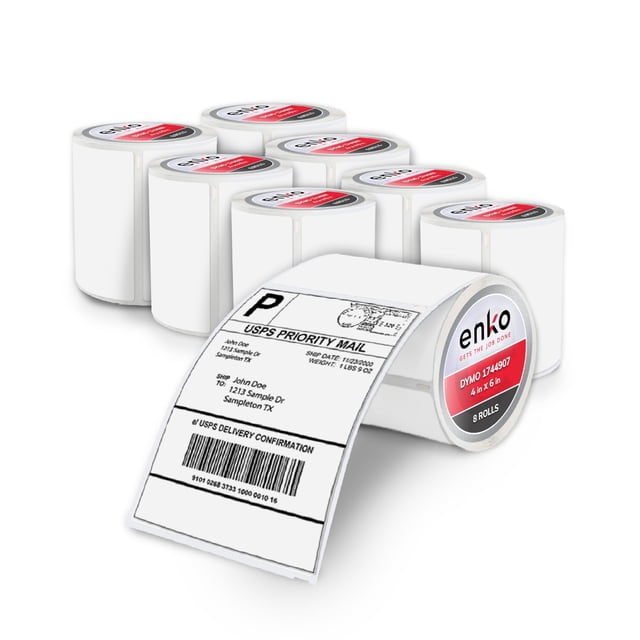 Etiquetas de envío compatibles con eNko Zebra/Dymo 1744907 4x6 (8 rollos)