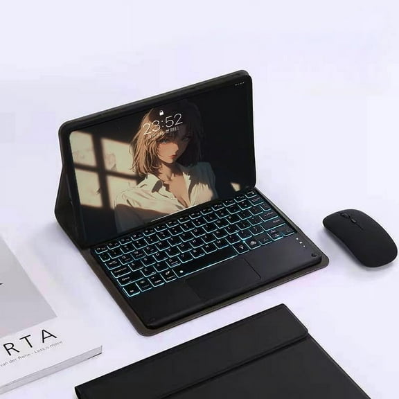 STYU Keyboard Case Compatible with Samsung Galaxy Tab S9 FE 10.9" / S9 11" 2023,Slim Smart 7 Color Backlit Detachable Tablet Keyboard and Mouses,with Smart Touchpad Built in Pen Holder