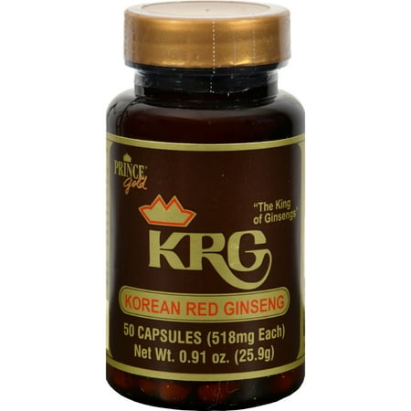 Instant Korean Panax Ginseng - Prince Gold KRG Korean Red Ginseng Capsules - 50 CT