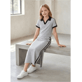 thumbnail image 6 of PureChapter Girls' Clothing Sets Short Sleeve Polo Crop Tops Slit Maxi Skirt Cotton 2 Piece Casual Girls Summer Outfits, 6 of 9