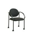 thumbnail image 2 of Pemberly Row Black Padded Fabric Seat & Back Stack Chairs with Casters & Arms, 2 of 3