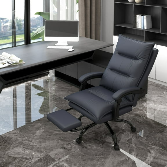 Vinsetto Microfiber Office Chair w/ Massage, Heat & Footrest - Ergonomic, Reclining High-Back Desk Chair for Home/Office, Charcoal Gray, 26" W x 29.25" D