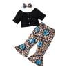 

Calsunbaby Newborn Baby Girls Summer Outfits Set Short Sleeve Tops Flared Butterfly Pants Headband Clothes Black 6-9 Months