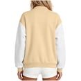 thumbnail image 5 of Qzwdhjm Varsity Jackets for Women Button Down Baseball Jacket Color Block Long Sleeve Bomber Coats Loose Casual Coat with Pockets, 5 of 6