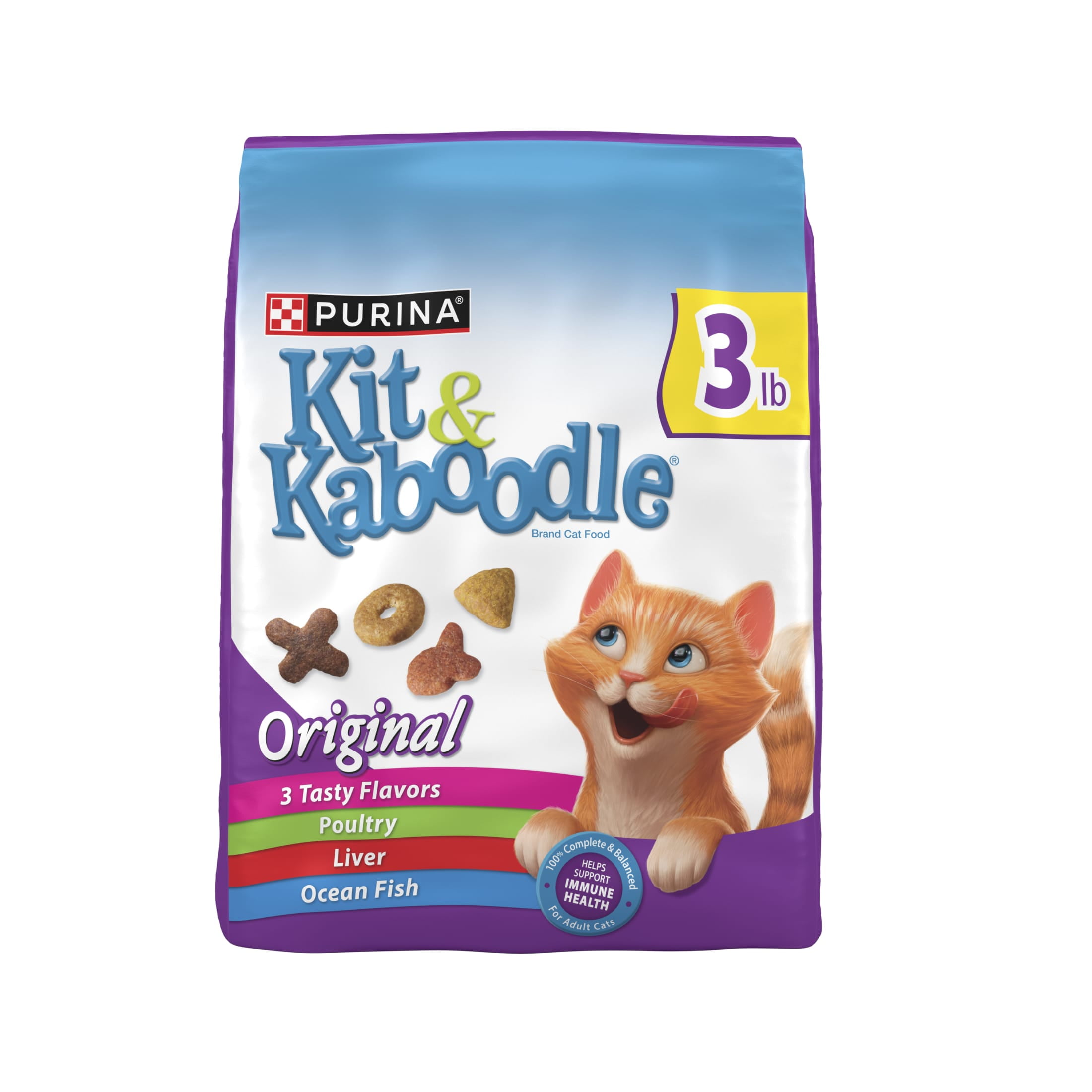 (2 pack) Purina Kit and Kaboodle Dry Cat Food Original Poultry, Liver and Ocean Fish Flavors, 3 lb. Bag