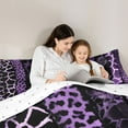 thumbnail image 5 of Homewish Zebra Cheetah Print Full Size Comforter Sets for Adult, Chic Purple Lines Bedding Comforter Set, Leopard Giraffe Wildlife Reversible Bedding Sets, Ultra Soft Bedroom Decor, 3 Pieces, 5 of 8