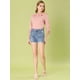 thumbnail image 2 of Allegra K Blusa de lunares de verano de media manga con cuello con volantes para mujer Rosa XL, 2 of 6