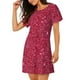 thumbnail image 2 of Fotbe Red Glitter Bata de Dormir para Mujer con Estampado, Camisón de Algodón de Manga Corta, Ropa de Dormir Casual, 2 of 6