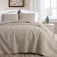thumbnail image 2 of Chezmoi Collection Austin Queen Oversized Bedspread Set, 3-Piece Lightweight Microfiber Quilted Coverlet for All Seasons, Khaki, 2 of 9