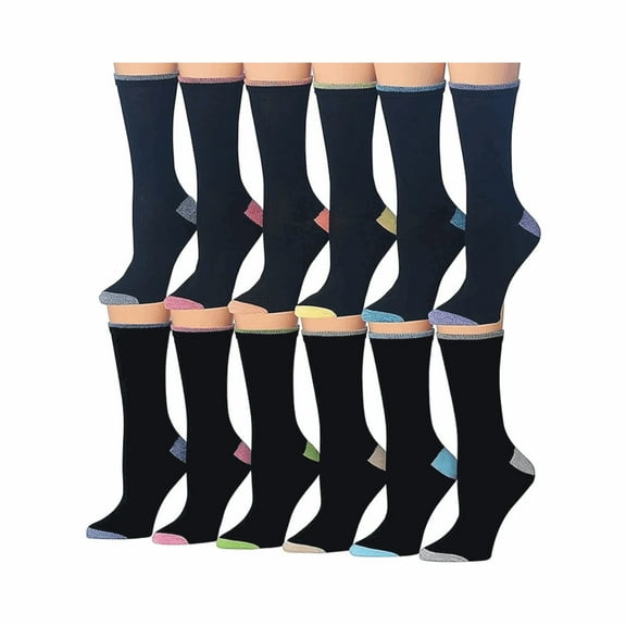 Colorfut Women's 12-Pairs Lightweight Fun Colored Crew Socks PWC73-AB