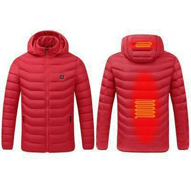 jsaierl Men's Down Heated Jacket USB Electric Heated Lightweight Rechargeable Heating Down Jacket Coat 2 Heats Zone