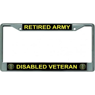 212 Main LPO5730 6 x 12 in. Retired Army Disabled Veteran Chrome License Plate Frame
