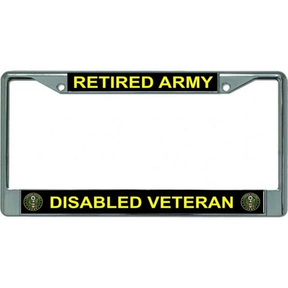Retired Army Disabled Veteran Chrome License Plate Frame