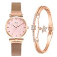thumbnail image 2 of enjoywould 2Pcs/Set Women Watch Bracelet Kit Round Dial Numerals Pointer Shiny Accurate Decorative Gift Ladies Quartz Wristwatch Rhinestone Bangle for Daily Life, 2 of 5