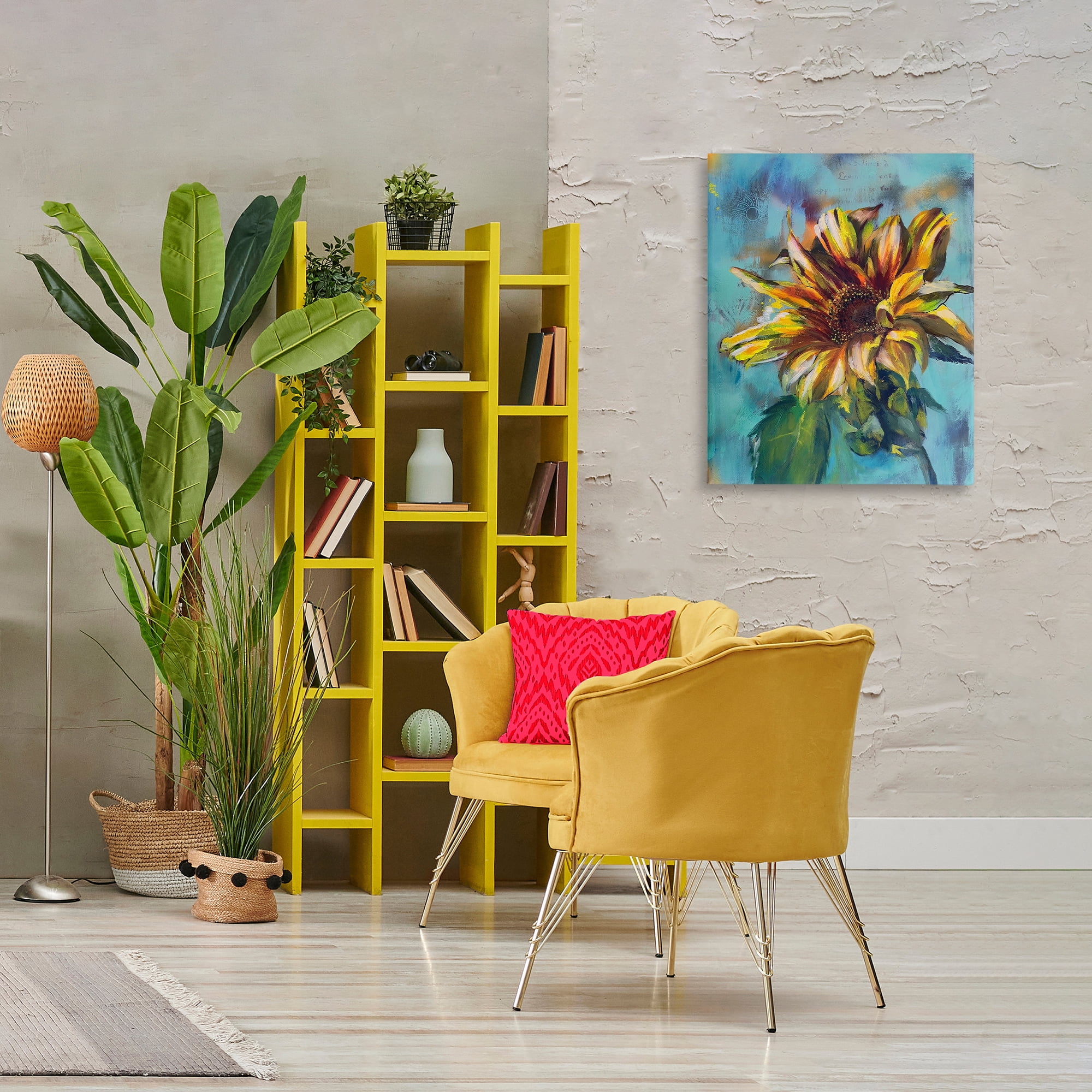 Stupell Industries Finding Spring Sunflower Plants & Flowers Painting Wrapped Canvas Art Print Wall Art, 24 x 30