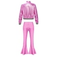 thumbnail image 5 of iiniim Kids Girls Modern Jazz Hip Hop Dance Outfits Long Sleeves Bomber Jacket with Bell-bottoms Pants Set Size 6-16 Pink 6, 5 of 7