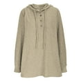 thumbnail image 6 of ClodeEU Womens Knit Hooded Sweaters, V Neck Button Down Shirt With Drawstring ,Henley Pullover Tops Khaki,Womens Plus L, 6 of 6