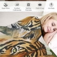 thumbnail image 3 of JRXY  African Tiger Throw Blanket Watercolor Exotic African Tiger Jungle Animal Safari Palm Flannel Throws Blanket for Couch, Bed, Chair, Traveling and Camping White, 3 of 6