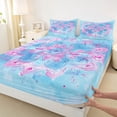 thumbnail image 3 of jejeloiu Boho Lotus Flower Bed Sheets,Watercolor Floral King Sheets For Girls 4 Pieces, 3 of 7
