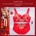 thumbnail image 2 of Conjunto de ropa interior de concubina imperial grande, roja y dorada, con pecho pequeño fruncido para mujer, conjunto de sujetador de boda para novia de pato mandarín Benmingnian, 2 of 4