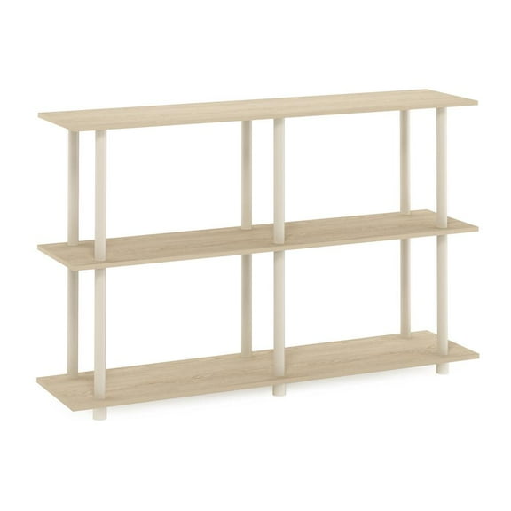 Furinno Turn-N-Tube No Tools 3-Tier Modern Rectangle Side Display Rack, Bauhaus Oak/Beige